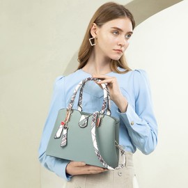 NICOLE & DORIS Handbags for Women New Shoulder Bag Exquisite Ladies Top Handle Bags PU Leather Designer Crossbody Bag with Stripe and Pendants Light Green