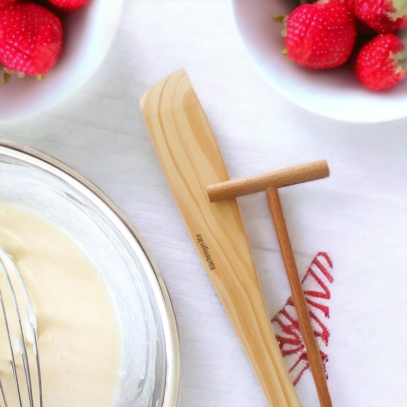 Kuchengerate 3.5 inc Crepe Spreader and 12 inc Wooden Spatula