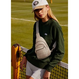 BOSTANTEN Small Sling Bag for Women Leather Crossbody Bags Fanny Pack Chest Bag for Travel, Cloud Grey