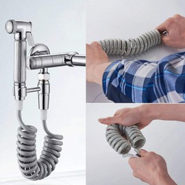 Manguera de ducha PVC Tubos de muelle Manguera de ducha flexible para fontanería de agua Inodoro Bidé pulverizador Baño (Gris)