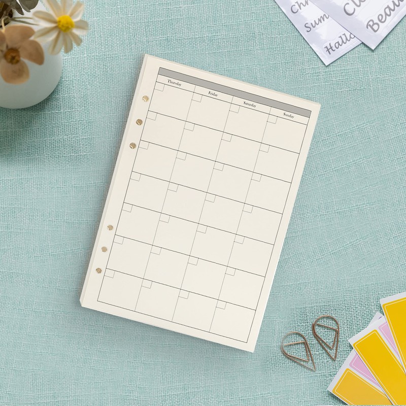 Harphia 6 Ring Binder Refill, Undated A5 Planner Inserts, Monthly