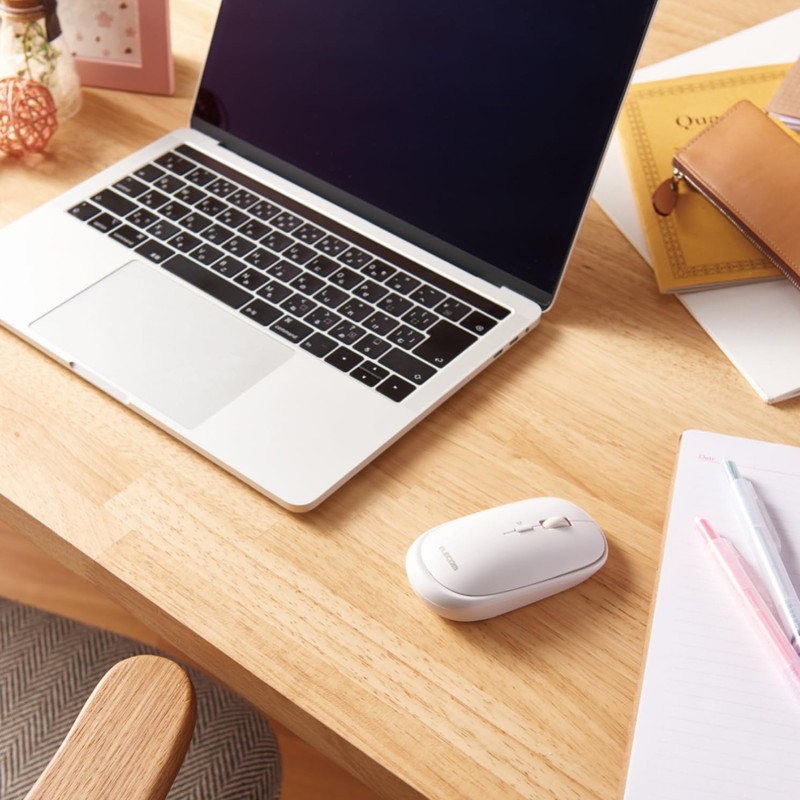 Elecom Slint M-TM10BBWH/EC Wireless Mouse, Bluetooth, Slim, Silent, 4 Buttons,