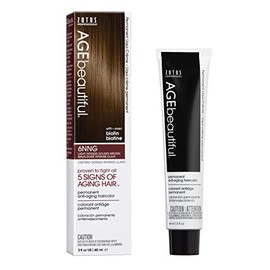 AGE beautiful AGE beautiful Permanent Hair Color Dye Liqui Creme | 100% Gray Coverage | Anti-Aging Haircolor | Biotin for Thicker, Fuller Hair | Professional Salon Coloring | 6NNG Light Intense Golden Brown