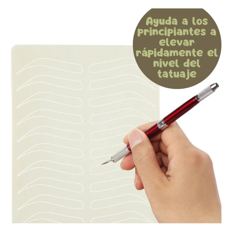 3 Piel Sintética Práctica Microblading Diseño Ceja Sin Tinta