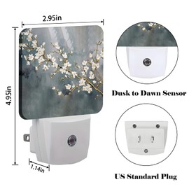 FSHVQKD Pure White Flower Night Light,Plug-in Nightlights Auto Sensor Night Lamp Dusk to Dawn Lamp Home Decor for Nursery Children Girls Boys
