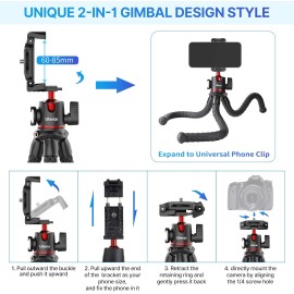 ULANZI 2 In 1 Camera Tripod Stand With Cold Shoe Phone Mount For Vlogging And Dslr