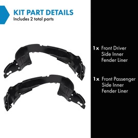 TRQ TRQ Front Inner Fender Liner Set Compatible with 2001-2006 Hyundai Santa Fe HY1248107 HY1249107