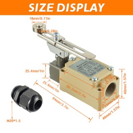 HUAREW WLCA12-2-Q Adjustable Roller Lever Arm Limit Switch 380V 10A NC-NO Momentary