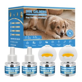 Egdusns Dog Calming Diffuser for Dogs, 2 Diffusers + 4 Refills, Helps Relieve Anxiety, Stress, Barking, Hyperactivity & Nervous Behavior, Long-Lasting Calming Support for Home Use
