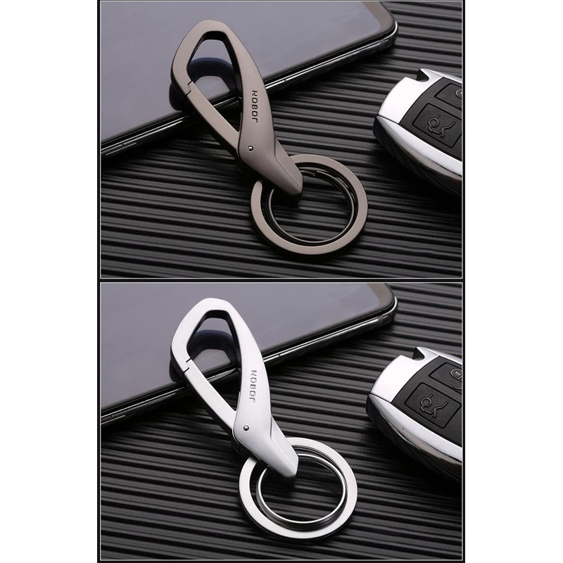 Rockyu Keychain, Men's, Cool Gray, Silver, Black, Carabiner, Hook, Keychain,