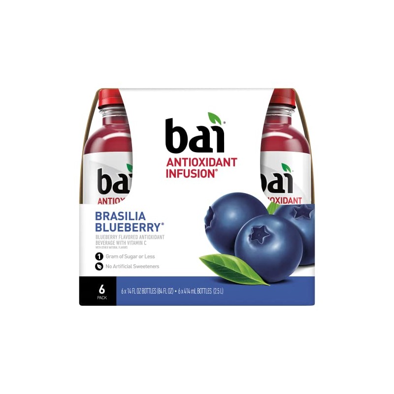 Bai Flavored Water, Brasilia Blueberry, Antioxidant Infused Drinks, 14 Fluid