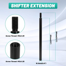 Tongze 10 Inch Shifter Extension, M12x1.25 Gear Shift Knob Extender Lever Compatible for Subaru WRX Ford Toyota Scion, Universal Fits for 5 & 6 Speed Manual Car Truck(Black)
