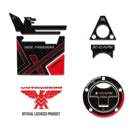 labelbike - 3D Stickers Motorbike Tank Cap and Ignition Key Area Resin Protection and Decoration Kit Compatible with Morini X-Cape 700 2025 - Color Carbon Red Gray