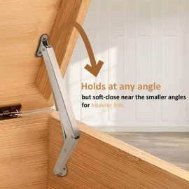 2 Pack | 20KG Gas Strut Spring Hinges for Heavy Lids to Keep Stay, Slow Down and Soft Close, Hydraulic Hinges for Toy Box Chest, Bench, Toolbox and Basement Floor Door