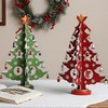 Hikiss Christmas Decoration Interior Wooden Glitter Home Decor Tree 36cm Large 36cm Red