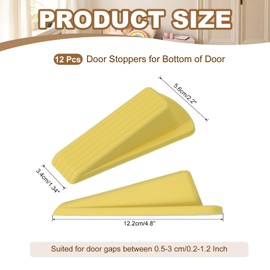 PATIKIL Door Stoppers for Bottom of Door, 12 Pack Sturdy Stackable Rubber Door Stopper Wedge for Tile Concrete Carpet Wood Heavy Duty Door, Yellow