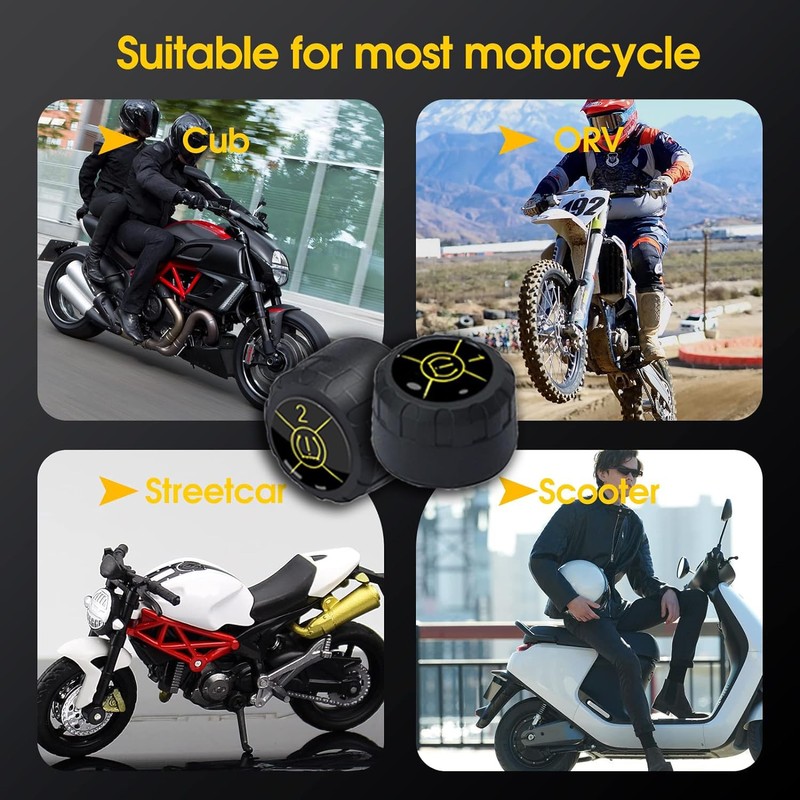 Motorcycle Tire Pressure Monitoring System, Wireless TPMS Tire Pressure and