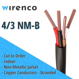 wirenco (Cut by The Foot) Wirenco 4/3 NM-B Non-Metallic, Residential Indoor Cable with Ground