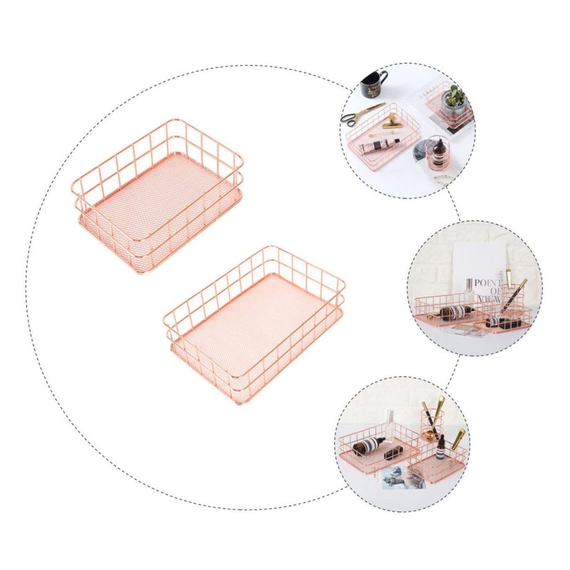 CIYODO 2pcs Multipurpose Desktop Storage Baskets Stylish Square Organizers for