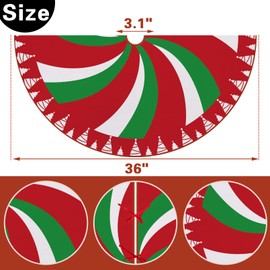 Fzbali Peppermint Candy Tree Skirt 36 Inches Lace-up Merry Christmas Artificial Red Green Xmas Tree Skirt, New Year Holiday Party Indoor Decoration Home Decor