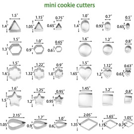 Mini Cookie Cutter, Small Stainless Steel Cookie Cutter, Geometric Cookie Cutter, Stainless Steel Cookie Cutter Set for DIY Fondant Baking Christmas (30)
