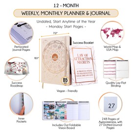 Life Planner - Undated Deluxe Weekly, Monthly Planner, a 12 Month Journey to Increase Productivity | Life Organizer, Gratitude Journal, Agenda Planner, To Do List, Gift Box & Stickers - Start Anytime