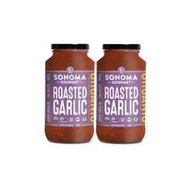 Sonoma Gourmet Roasted Garlic Pasta Sauce | USDA Organic, Non-GMO, Gluten-Free and No Sugar Added | Made With Fresh Ingredients | 25 Ounce Jars (Pack of 2)