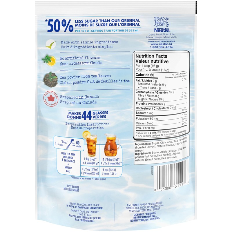 NESTEA Lemon Iced Tea Mix, 715g/25.2 oz., Pouch (Imported from