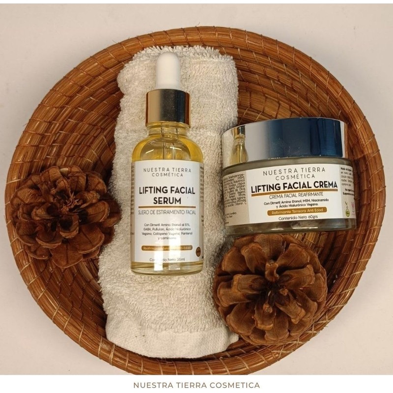 Nuestra Tierra Cosmetica Kit Lifting Facial, Suero Reafirmante, Crema Facial,