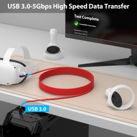 Link Cable for Meta Quest 3S Oculus Quest 2 16FT High Speed Data Transfer VR Headset Accessories Cable for PC Virtual Reality Headset 90 Degree Angle Cable USB 3.0 to USB C Cable for Quest Pro Pico 4