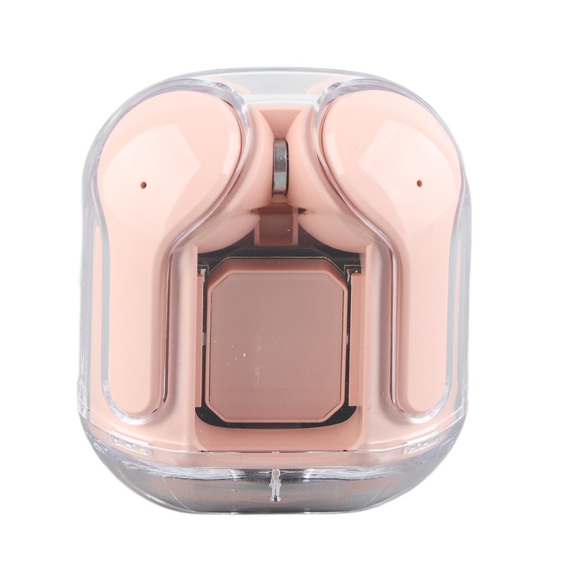 Wireless Bluetooth Earphones Noise Reduction Headphone Digital Display Rechargeable Pink