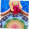 Zerodeko Fringed Round Beach Towel Polyester Shawl Yoga Mat Blanket