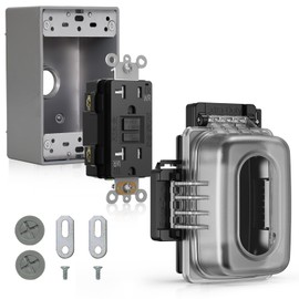 ELEGRP Outdoor GFCI Outlet with in Use Cover and Box Kit, 1 Gang, 20 Amp TRWR Self-Test GFI Receptacle, Extra Duty Metallic Electrical Outlet Box, Lockable in Use Cover, UL Listed, Black, 1 Pack