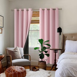 BGment Baby Pink 100% Blackout Curtains for Nursery Bedroom 72 Inch Length 2 Panels, Thermal Insulated Full Light Blocking Grommet Noise Cancelling Window Curtains for Girls Room, 52 Inch Wide Each
