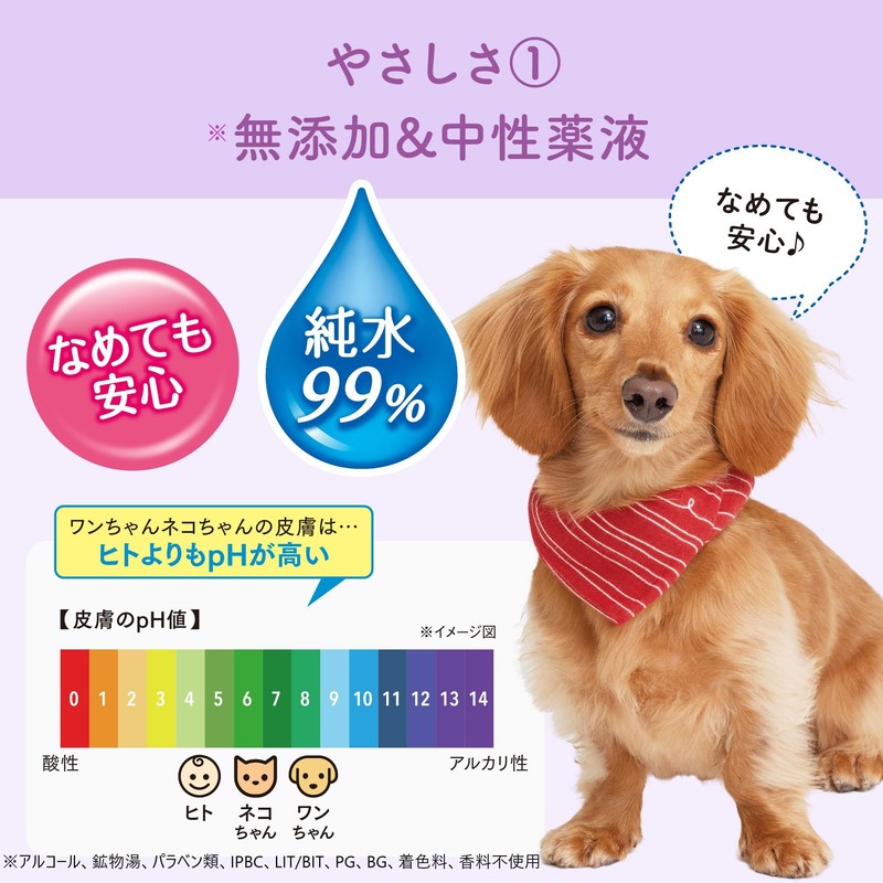 Elleair Pet Kimi Omoi Skin Friendly Wet Tissues, 99% Pure