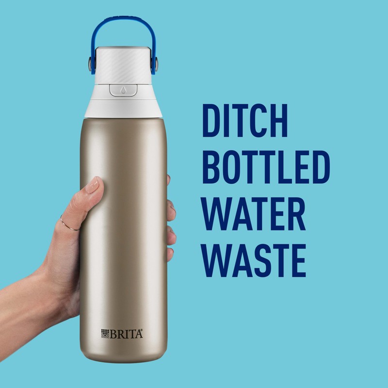 Brita Stainless Steel Premium Filtering Water Bottle, BPA-Free, Reusable, Insulated,