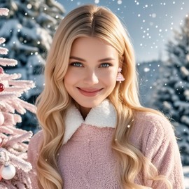 UPRIMEASY Christmas Earrings for Women, Zircon Star Christmas Tree Earrings, Cute Winter Drop Dangle Earrings, Holiday Jewelry Xmas Accessories Gifts 2025 (Sparkling Pink)