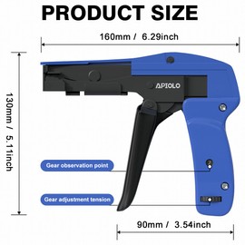 Cable Tie Gun, Ergonomic Hand Operated Fastening Zip Tie Gun, Adjustable Tension to Fasten, Cutting with 1-3 Tension Setting, Blue, 6.29 Inches Length Fastening Cable Tie Tool