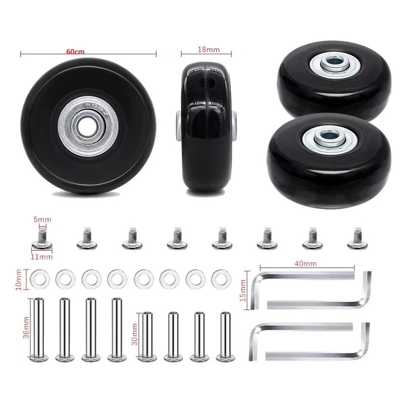4pcs (60 x 18 mm) Replacement Wheels for Suitcase Rubber