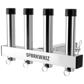 SPARKWHIZ Hitch Fishing Rod Holder, Stainless Steel Hitch Mount Rod Holder, 4 Link Tube for 2" Hitch Receivers with Quick Release Pin,Truck Adjustment Fishing Rod Rack, Fishing Pole Holder