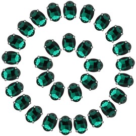 Emerald Green Rhinestones Oval Sew On Rhinestone 50pcs 10x14mm Flatback Rhinestones with Silver Prongs for Crafts Clothes Dresses Shoes Jewelry Making