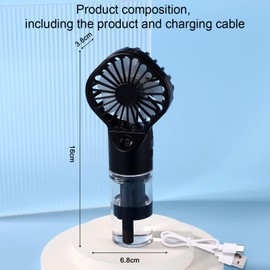 Portable Handheld Misting Fan, ABS 4 Adjustable Wind Speeds Rechargeable Fan with Water Spray Misting Practical Cooling Tool for Travel Hiking Camping Home Office (Black)