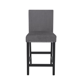 New Classic Furniture Celeste Gray Velvet Upholstered Counter Height Dining Chair/Pub Chair/Kitchen Counter Chair, Set of 2, Gray