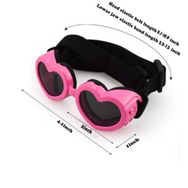 Dog Sunglasses, Heart-Shaped Adjustable Dog Goggles, Puppy UV Protective Glasses, Small Medium Dog Windproof Motorcycle Glasses_White