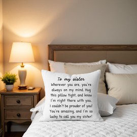 HERHOME to My Sister Throw Pillow Cover 18 x 18 Inch Christmas Birthday Gifts for Sister Women Girls from Brother Sisters Soft Cushion Case