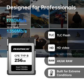 RENICE CFexpress Type B 256GB CF Card Camera Memory Cards PCIe 3.0 TLC Flash Memory Card up to 1780MB/s Read Speed