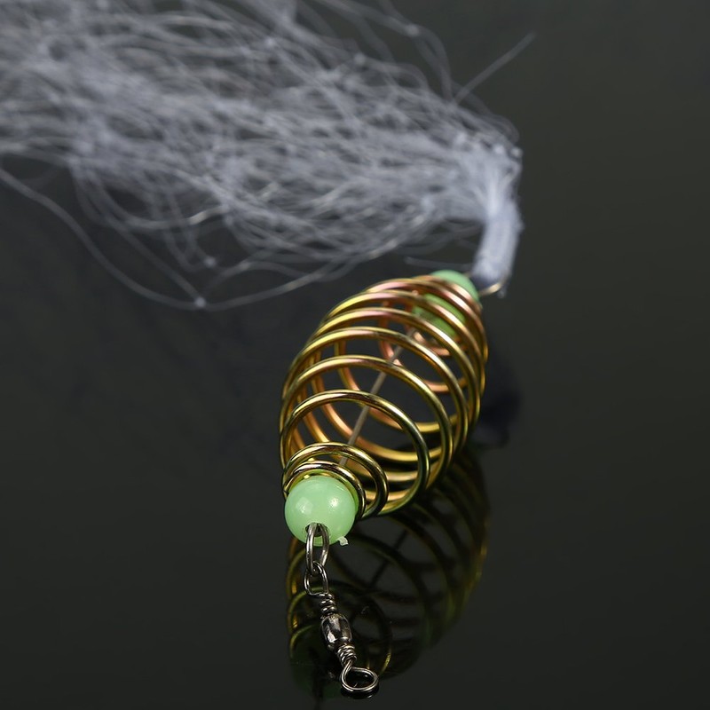 Focket Fishing Net, 4Pcs Copper Spring Net with Luminous Beads