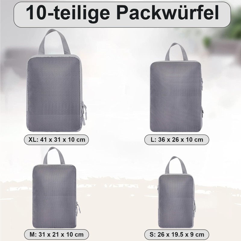 QiYiCAT 4 x Suitcase Organiser Compression, 4-Piece Compression Cube Set