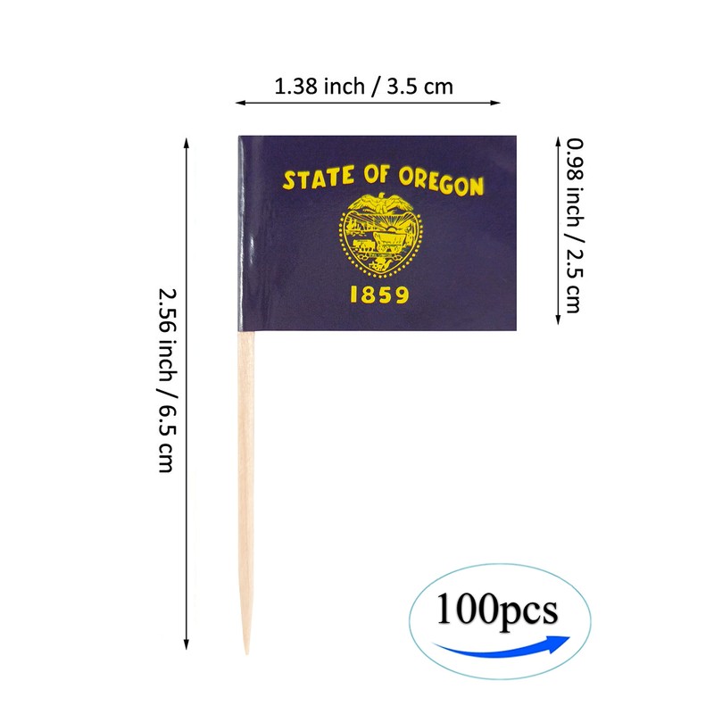 QQSD Oregon Toothpick Flag Small Mini Cupcake Topper Flags, 100