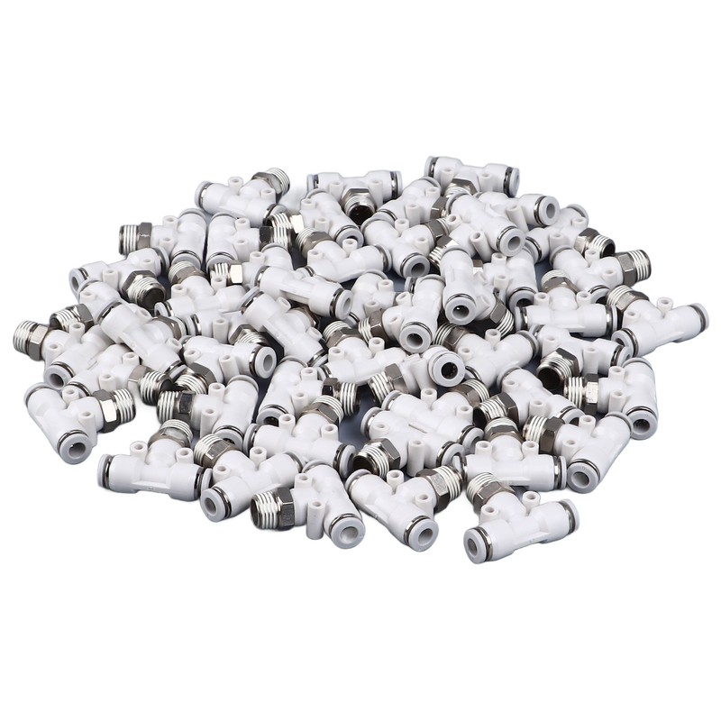 50PCS PT1/4 Hose Connectors PU Nylon Tubing T Shaped Tee
